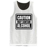 Caution May Contain Alcohol Funny Party Outfit Drinking Quote Saying Mesh Reversible Basketball Jersey Tank