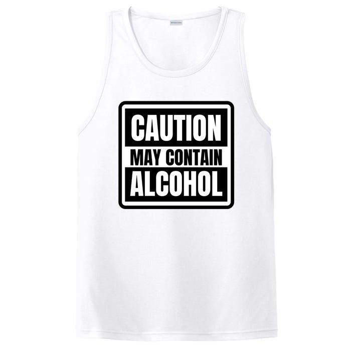 Caution May Contain Alcohol Funny Party Outfit Drinking Quote Saying PosiCharge Competitor Tank