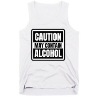 Caution May Contain Alcohol Funny Party Outfit Drinking Quote Saying Tank Top