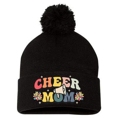 Cheer Mom Cheerleader Mom Mama Cheerleading Team Retro Pom Pom 12in Knit Beanie