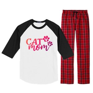 Cat Mom Cat Paws Cat Lover Funny Cute Cat Gift Raglan Sleeve Pajama Set