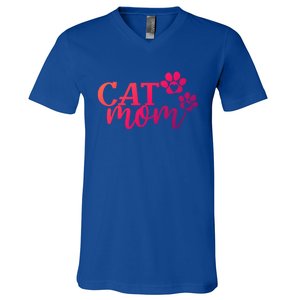 Cat Mom Cat Paws Cat Lover Funny Cute Cat Gift V-Neck T-Shirt