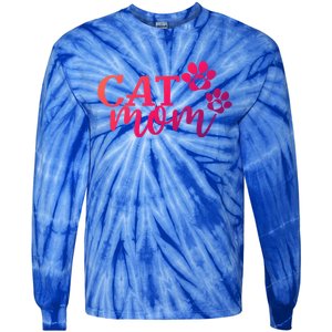 Cat Mom Cat Paws Cat Lover Funny Cute Cat Gift Tie-Dye Long Sleeve Shirt