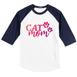 Cat Mom Cat Paws Cat Lover Funny Cute Cat Gift Baseball Sleeve Shirt