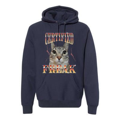 Cat Meme Certified Freak Eat Cement Cursed Cat Funny Premium Hoodie