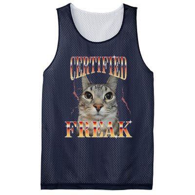 Cat Meme Certified Freak Eat Cement Cursed Cat Funny Mesh Reversible Basketball Jersey Tank