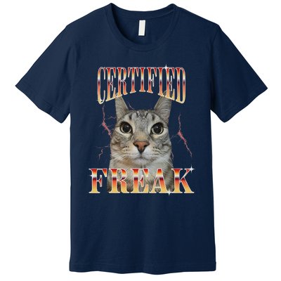 Cat Meme Certified Freak Eat Cement Cursed Cat Funny Premium T-Shirt