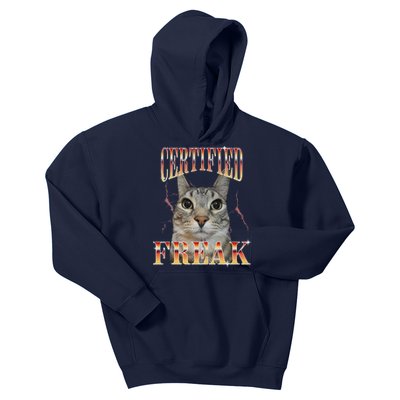 Cat Meme Certified Freak Eat Cement Cursed Cat Funny Kids Hoodie