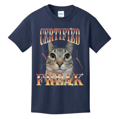 Cat Meme Certified Freak Eat Cement Cursed Cat Funny Kids T-Shirt