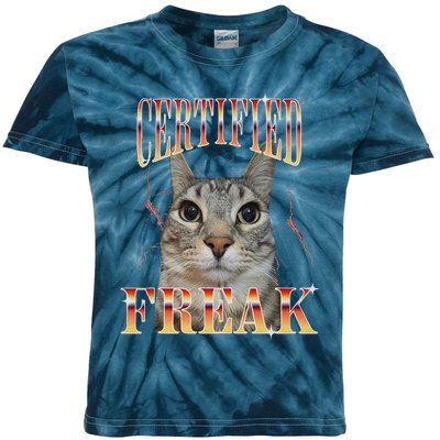 Cat Meme Certified Freak Eat Cement Cursed Cat Funny Kids Tie-Dye T-Shirt