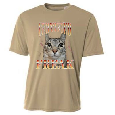 Cat Meme Certified Freak Eat Cement Cursed Cat Funny Cooling Performance Crew T-Shirt