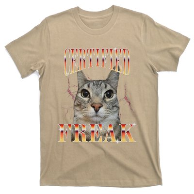 Cat Meme Certified Freak Eat Cement Cursed Cat Funny T-Shirt