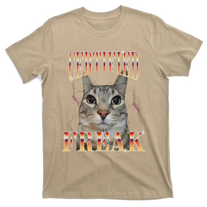 Cat Meme Certified Freak Eat Cement Cursed Cat Funny T-Shirt