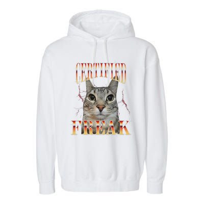 Cat Meme Certified Freak Eat Cement Cursed Cat Funny Garment-Dyed Fleece Hoodie