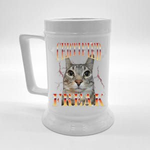 Cat Meme Certified Freak Eat Cement Cursed Cat Funny Beer Stein