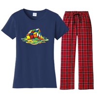 Cute Melting Cube Rubik Women's Flannel Pajama Set