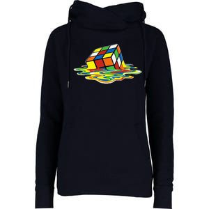 Cute Melting Cube Rubik Womens Funnel Neck Pullover Hood