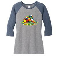 Cute Melting Cube Rubik Women's Tri-Blend 3/4-Sleeve Raglan Shirt