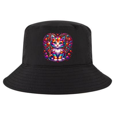 Cute Multicolor Cat Heart Valentines Day For Kitties Lovers Cool Comfort Performance Bucket Hat