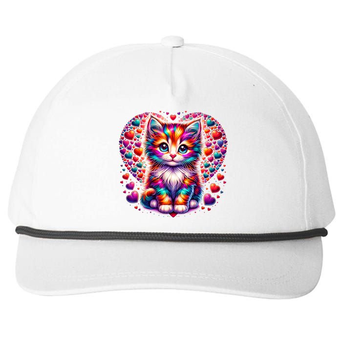 Cute Multicolor Cat Heart Valentines Day For Kitties Lovers Snapback Five-Panel Rope Hat