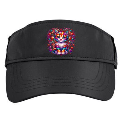 Cute Multicolor Cat Heart Valentines Day For Kitties Lovers Adult Drive Performance Visor