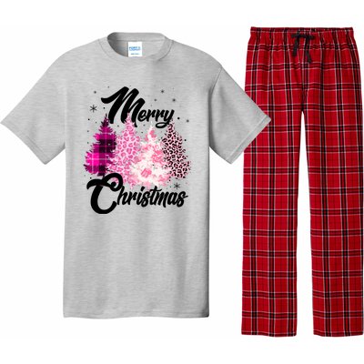 Cute Merry Christmas Pink Pattern Christmas Pine Trees Pajama Set