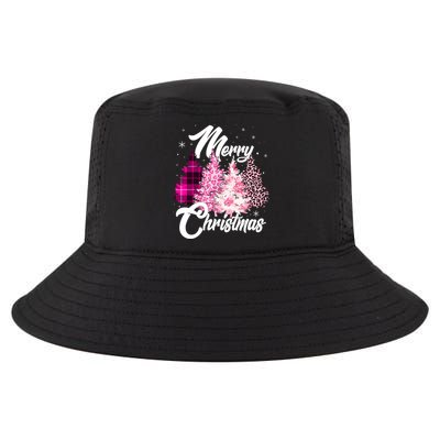 Cute Merry Christmas Pink Pattern Christmas Pine Trees Cool Comfort Performance Bucket Hat