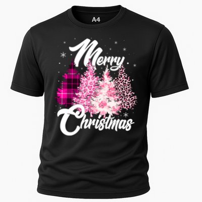 Cute Merry Christmas Pink Pattern Christmas Pine Trees Performance Shirt