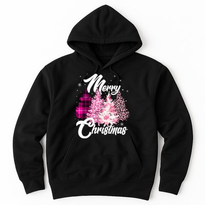 Cute Merry Christmas Pink Pattern Christmas Pine Trees Hoodie