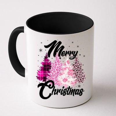 Cute Merry Christmas Pink Pattern Christmas Pine Trees Mug