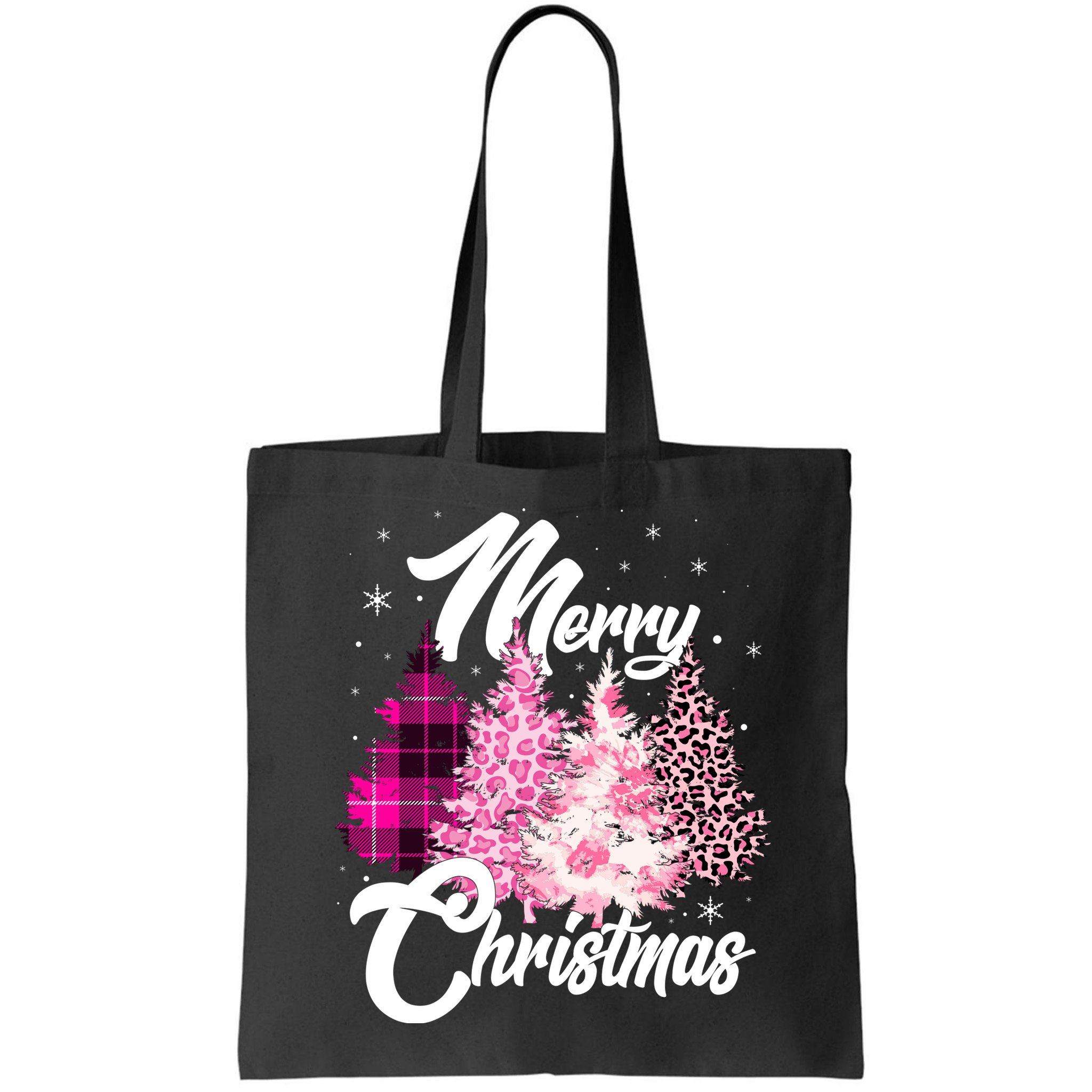 Cute Merry Christmas Pink Pattern Christmas Pine Trees Bag