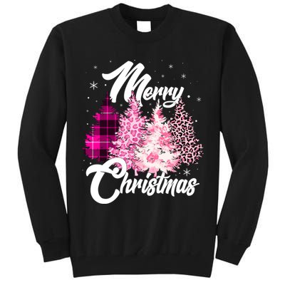 Cute Merry Christmas Pink Pattern Christmas Pine Trees Tall Sweatshirt