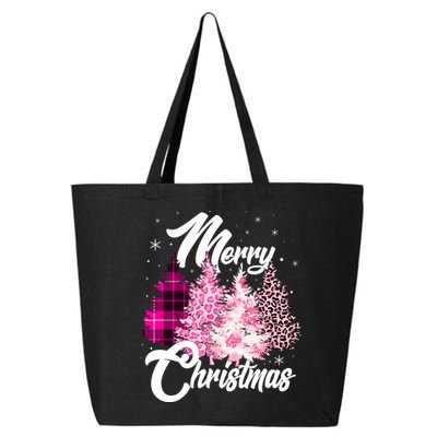 Cute Merry Christmas Pink Pattern Christmas Pine Trees 25L Jumbo Tote