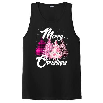 Cute Merry Christmas Pink Pattern Christmas Pine Trees PosiCharge Competitor Tank