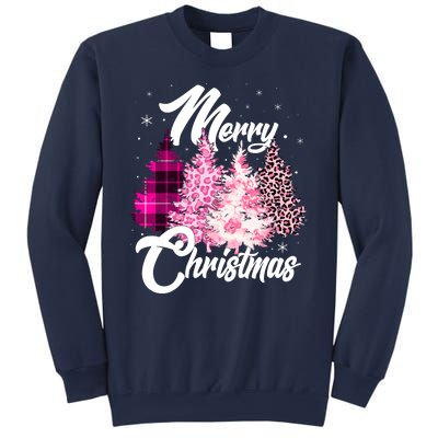 Cute Merry Christmas Pink Pattern Christmas Pine Trees Sweatshirt