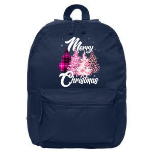 Cute Merry Christmas Pink Pattern Christmas Pine Trees 16 in Basic Backpack