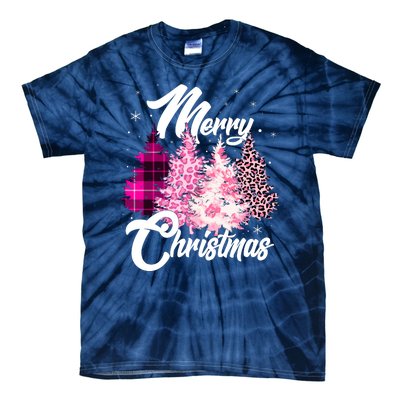 Cute Merry Christmas Pink Pattern Christmas Pine Trees Tie-Dye T-Shirt