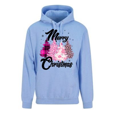 Cute Merry Christmas Pink Pattern Christmas Pine Trees Unisex Surf Hoodie