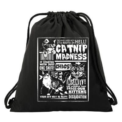 Catnip Madness Cute Kitten Cat Lover Gift For Cat Owners Drawstring Bag