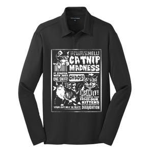 Catnip Madness Cute Kitten Cat Lover Gift For Cat Owners Silk Touch Performance Long Sleeve Polo