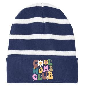 Cool Mom Club Floral Mothers Day Striped Beanie with Solid Band