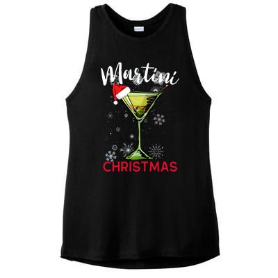 Christmas Martini Cocktail Happy Hour Funny Gift Meaningful Gift Ladies PosiCharge Tri-Blend Wicking Tank