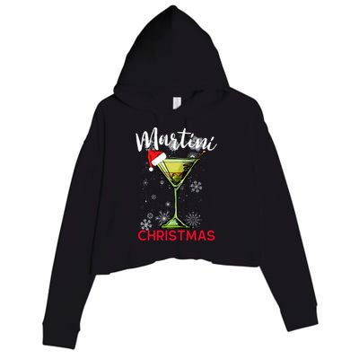 Christmas Martini Cocktail Happy Hour Funny Gift Meaningful Gift Crop Fleece Hoodie