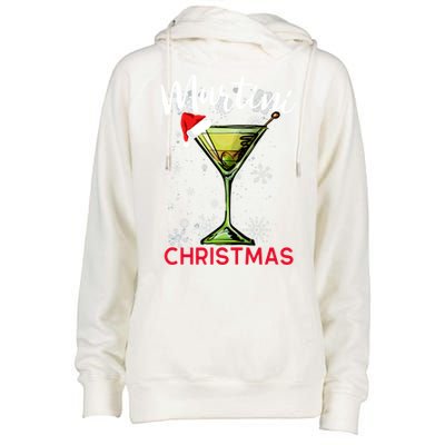 Christmas Martini Cocktail Happy Hour Funny Gift Meaningful Gift Womens Funnel Neck Pullover Hood