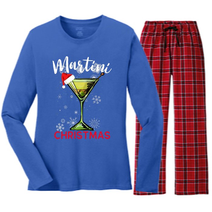 Christmas Martini Cocktail Happy Hour Funny Gift Meaningful Gift Women's Long Sleeve Flannel Pajama Set 