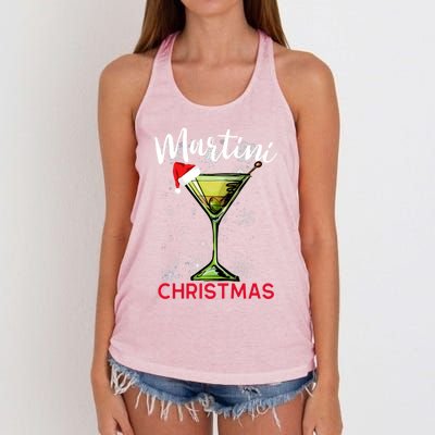 Christmas Martini Cocktail Happy Hour Funny Gift Meaningful Gift Women's Knotted Racerback Tank