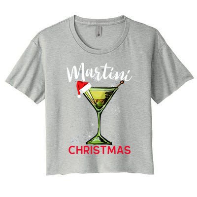 Christmas Martini Cocktail Happy Hour Funny Gift Meaningful Gift Women's Crop Top Tee