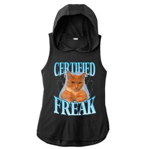 Cat Meme Certified Freak Eat Cement Cursed Cat Funny Ladies PosiCharge Tri-Blend Wicking Draft Hoodie Tank