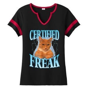 Cat Meme Certified Freak Eat Cement Cursed Cat Funny Ladies Halftime Notch Neck Tee