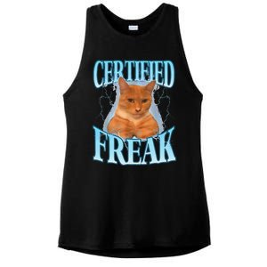 Cat Meme Certified Freak Eat Cement Cursed Cat Funny Ladies PosiCharge Tri-Blend Wicking Tank